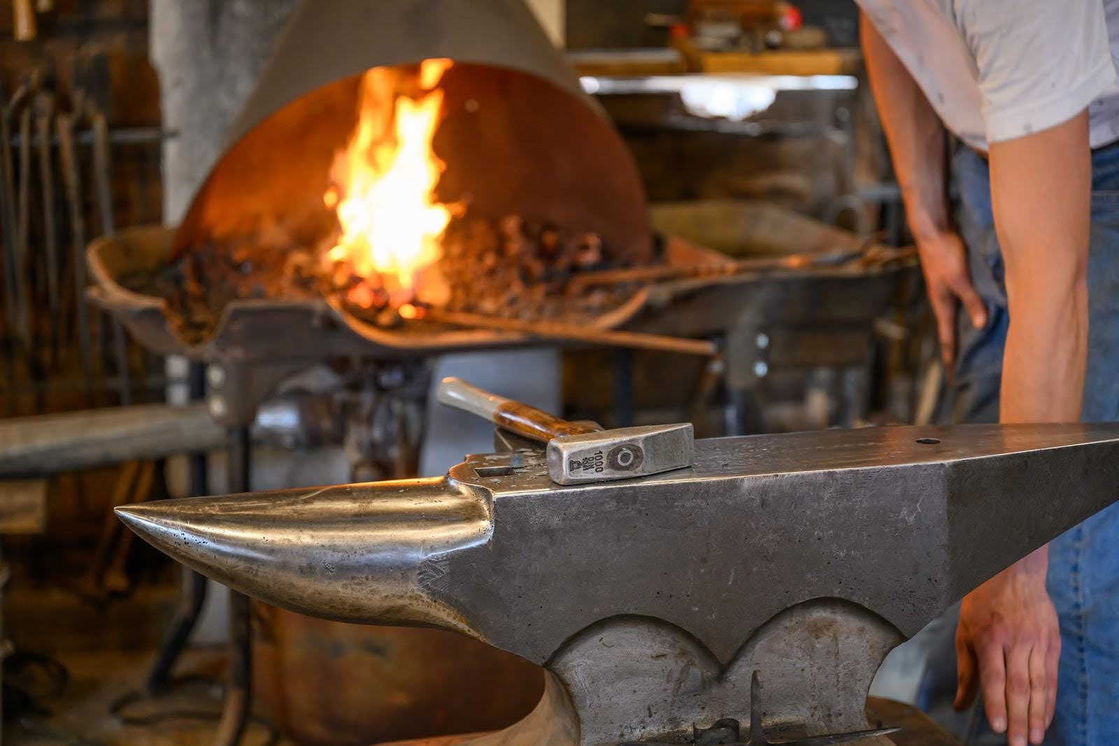 Blacksmith forging iron at Fort Hays