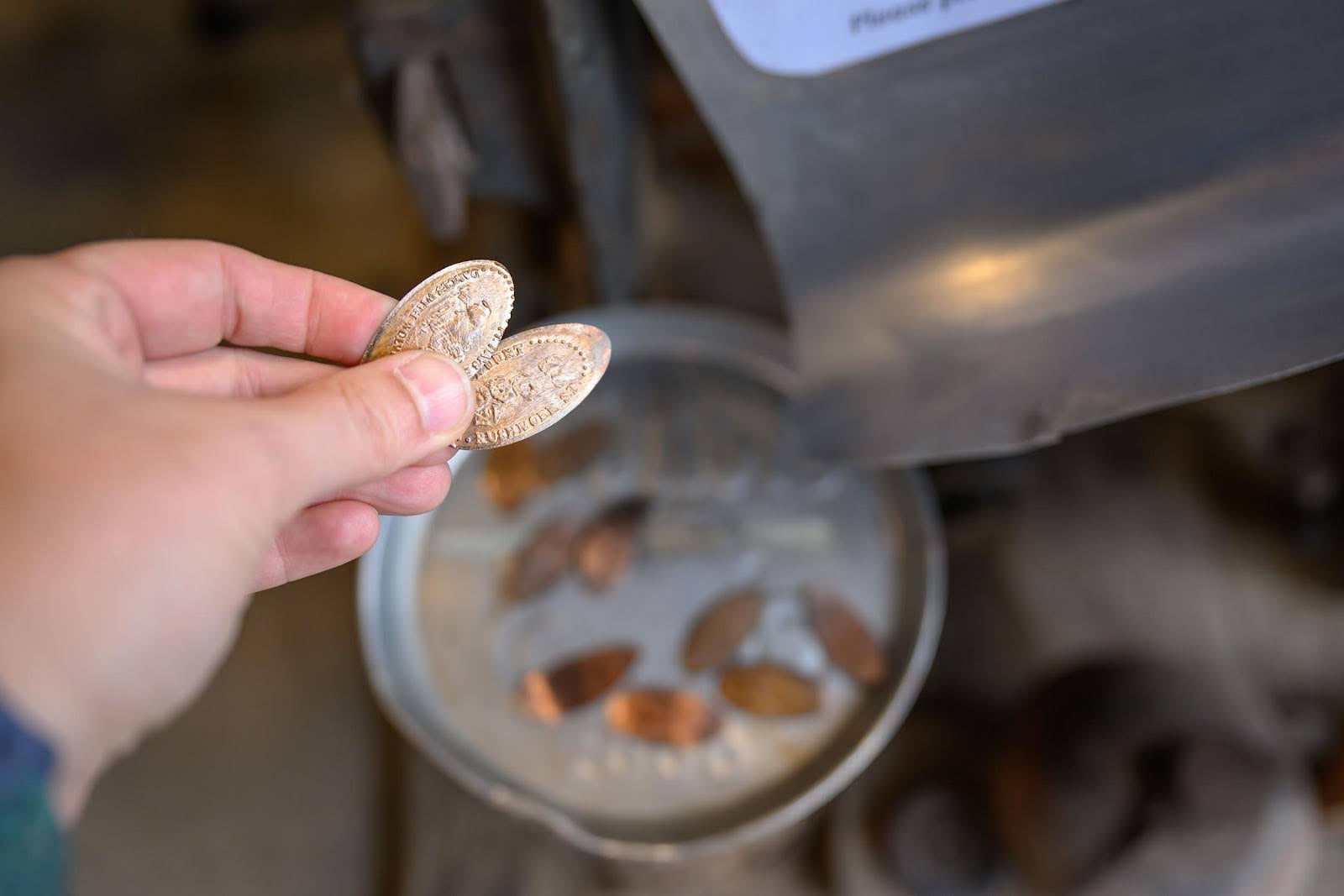 Pressed souvenir pennies with frontier designs